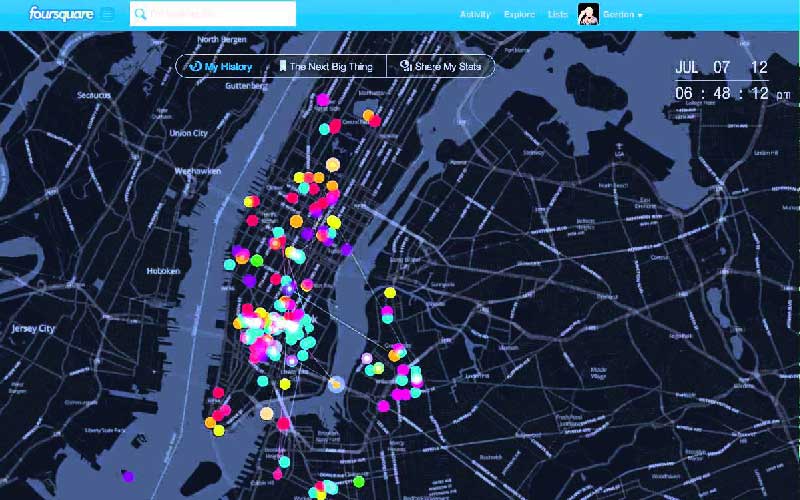 Foursquare در طراحی کمپین تبلیغاتی ماشین زمان، مکانهایی را که شما در آنها حضور داشتید را نشان میدهد