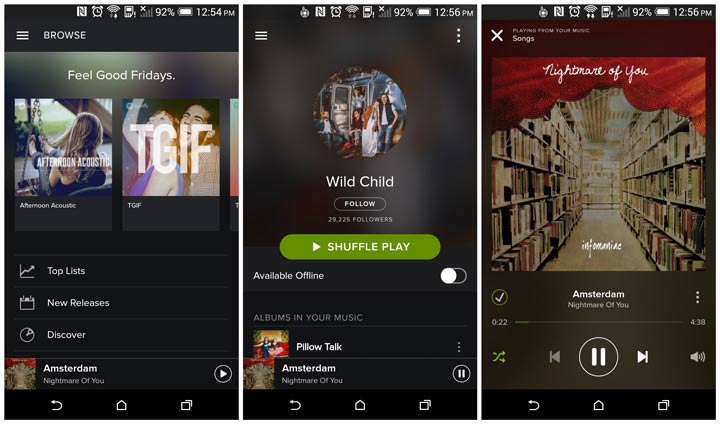 نرم افزار Spotify در گوشی های اندرویدی