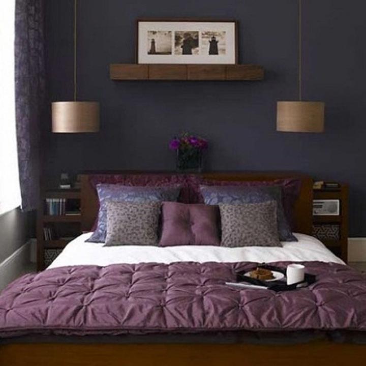 دکوراسیون اتاق خواب کوچک - رنگ‌های تیره