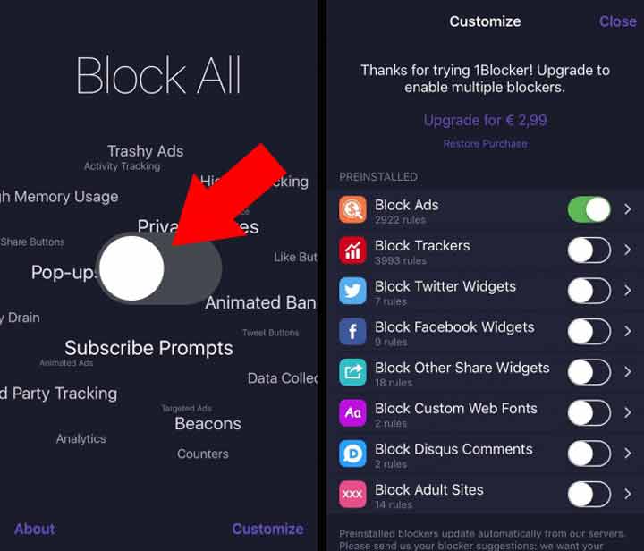 1Blocker - بهترین برنامه های آیفون