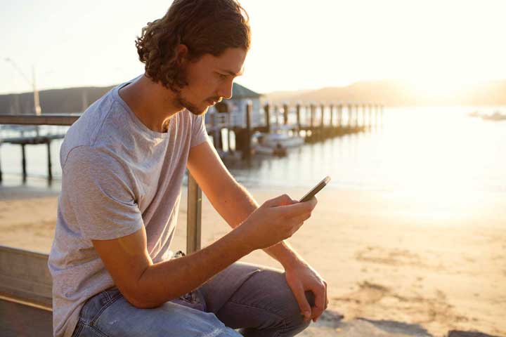 Man using social media