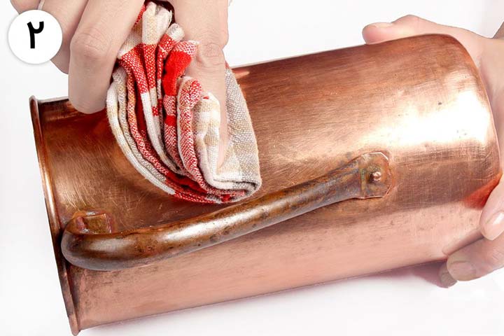 تمیز کردن ظروف مسی