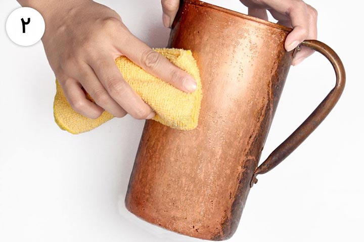 تمیز کردن ظروف مسی