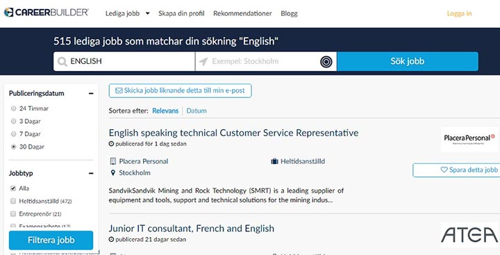 شرایط کار در سوئد - ثبت نام در سایت کریر بیلدر