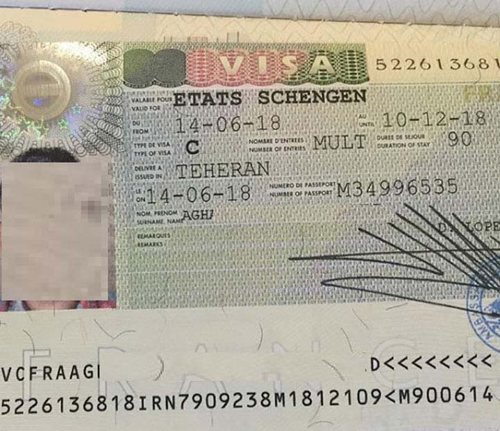 نمونه ویزای مالتیپل دریافت ویزای شینگن فرانسه