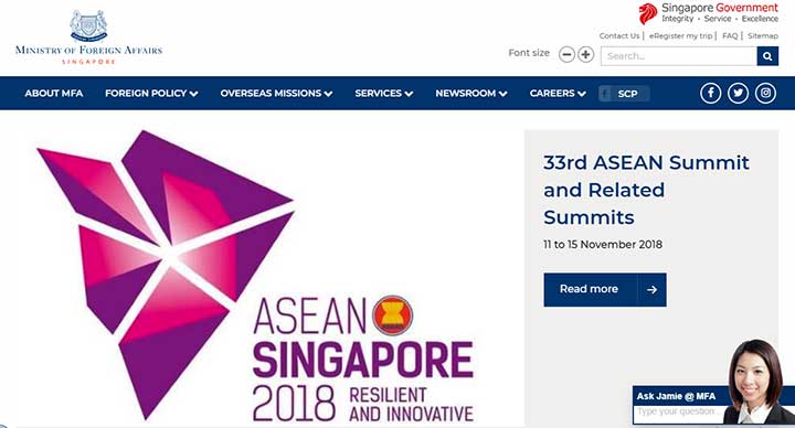 ایندکس سایت وزارت امور خارجهٔ سنگاپور - ویزای سنگاپور