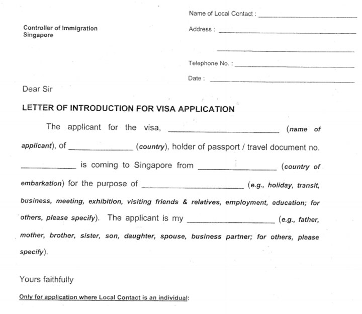 فرم V۳۹A برای دریافت ویزای سنگاپور