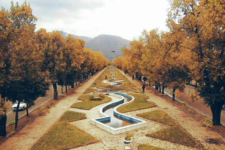 Sights of Kermanshah - Taq Bostan Boulevard in autumn