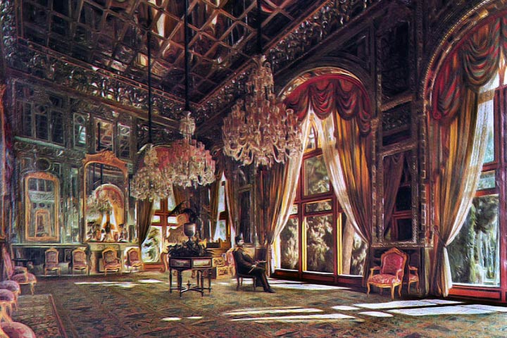 The painting of the Mirror Hall by Kamal Al-Molk