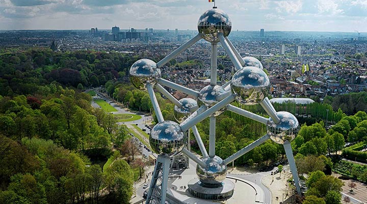 The strangest architectural structures in the world - the Atomium building, Brussels, the capital of Belgium