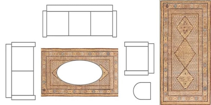 روش های مختلف قرار دادن فرش - روش قرار دادن میز روی فرش