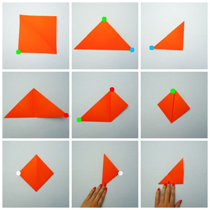 اوریگامی روباه مرحله ۱