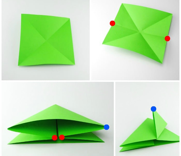 اوریگامی غورباقه مرحله ۱