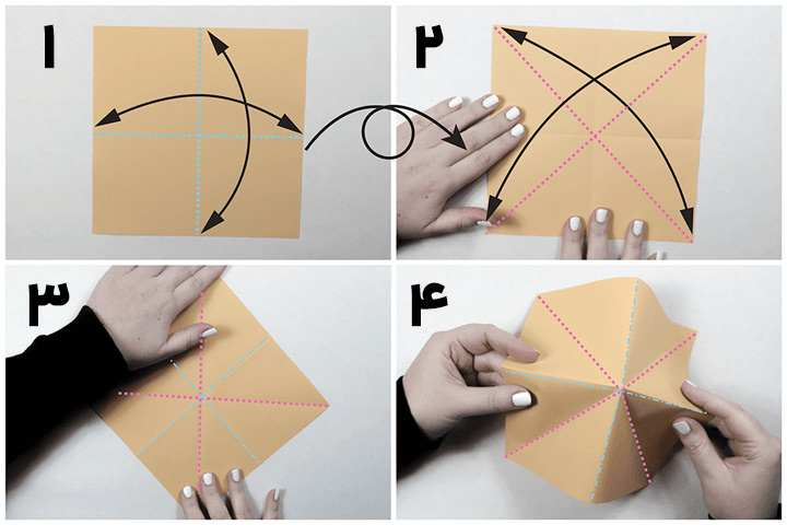 اوریگامی جعبه مرحله ۱