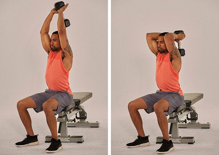 ورزش با دمبل برای بازو - حرکت پشت‌ بازو با دمبل (Dumbbell Triceps Extension)