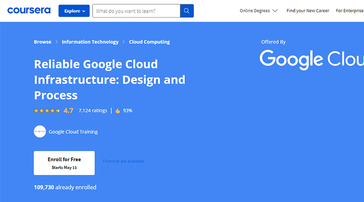 دوره طراحی و فرایند زیرساخت قابل اعتماد فضای ابری گوگل