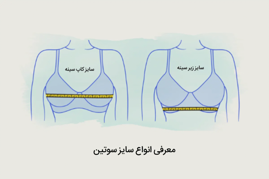 اندازه گیری سایز زیر سینه و سایز کاپ سینه